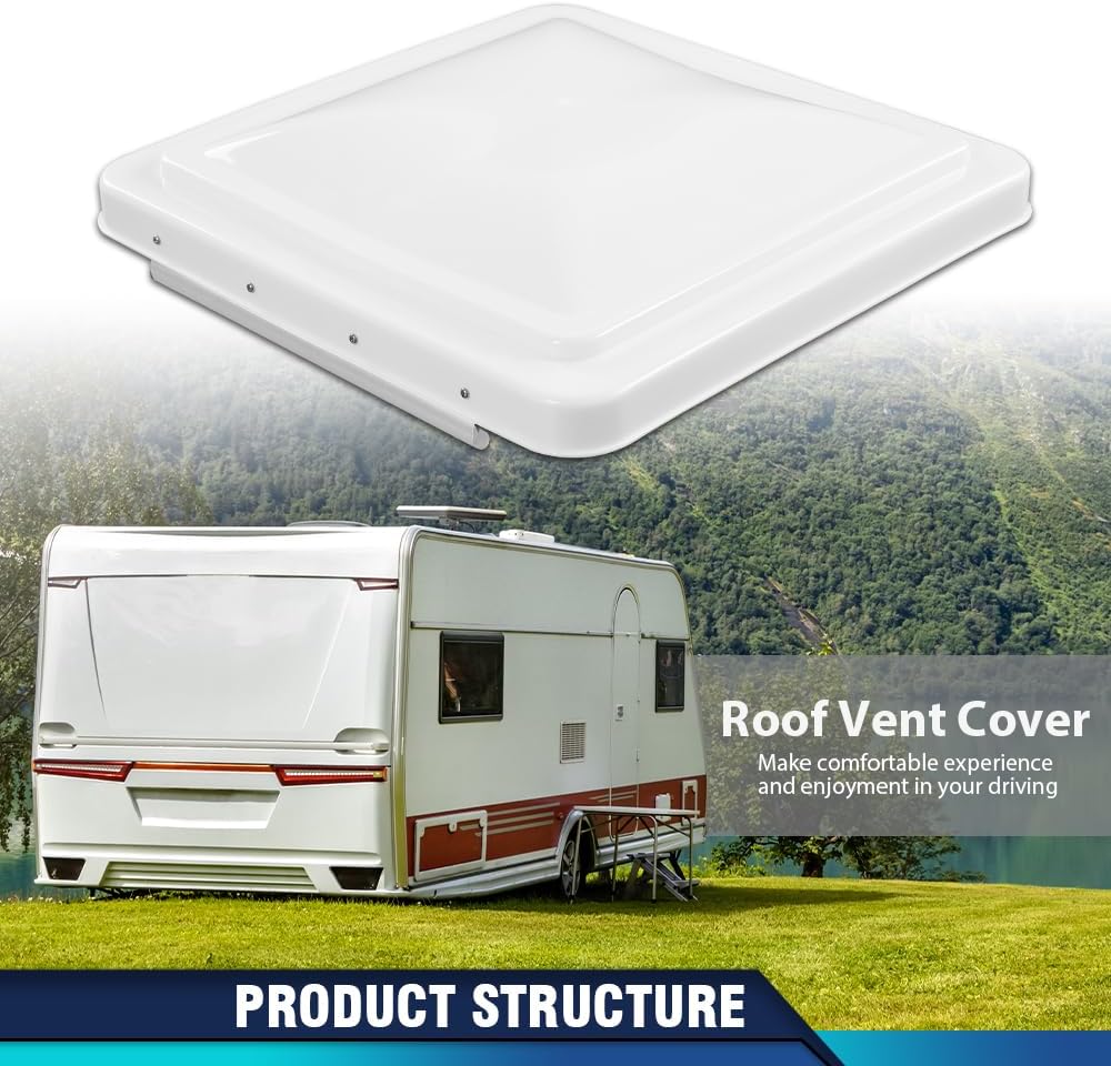 PIT66 New 14" x 14" Replacement Roof Vent Cover Camper RV Trailer Fit for Ventline pre-2008 and Elixir Style Pin 1994 and Newer White 2Pc (Accessories not assembled)