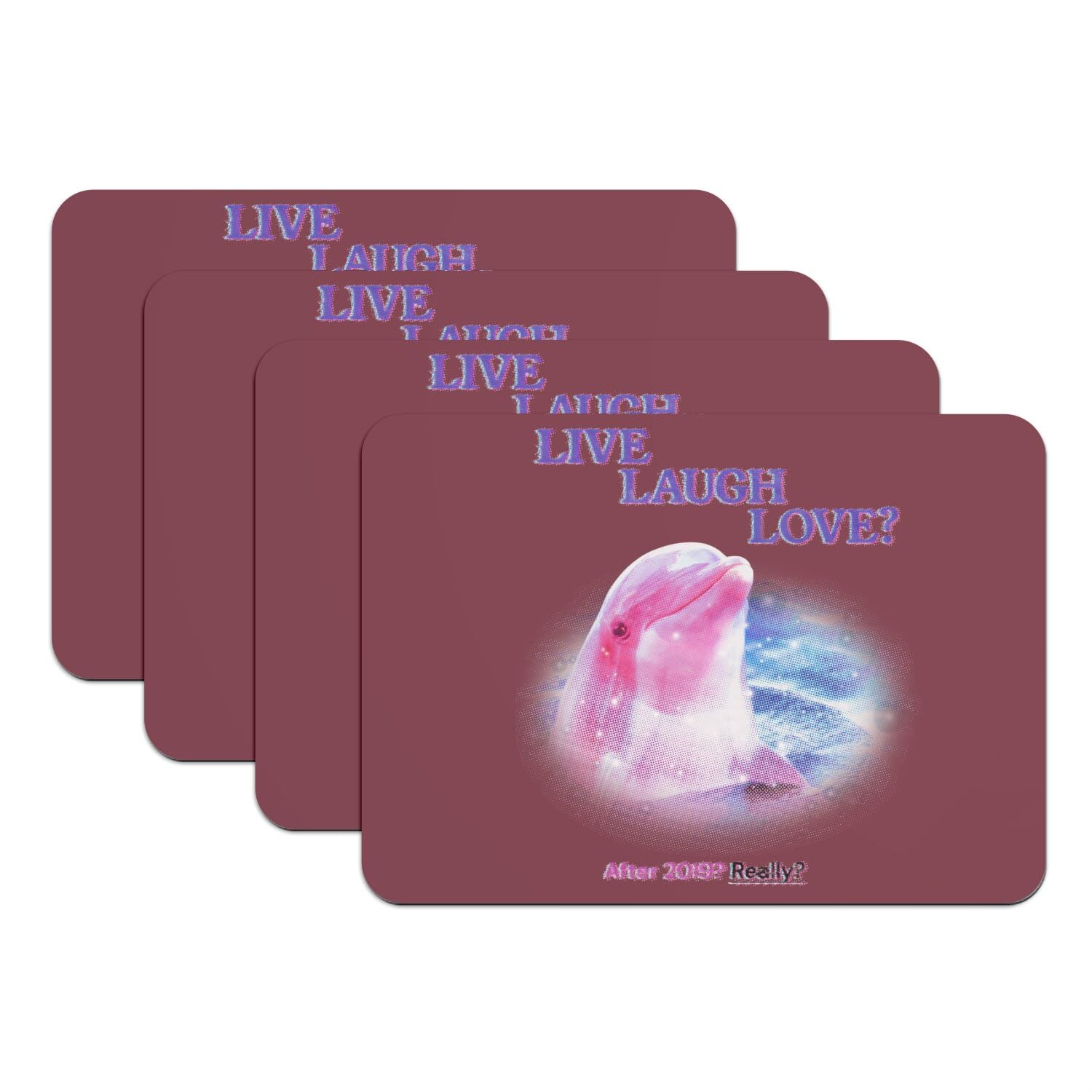 Sets de table en caoutchouc rouge Live Laugh Love grand format lot de 4