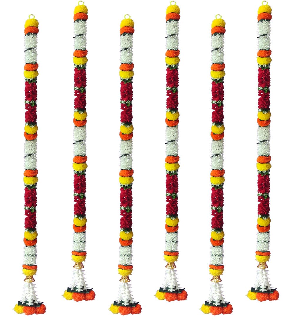 Artificial Flower Garlands - White Jasmine & Orange -12 Artificial Flower Garlands - White Jasmine & Orange -12