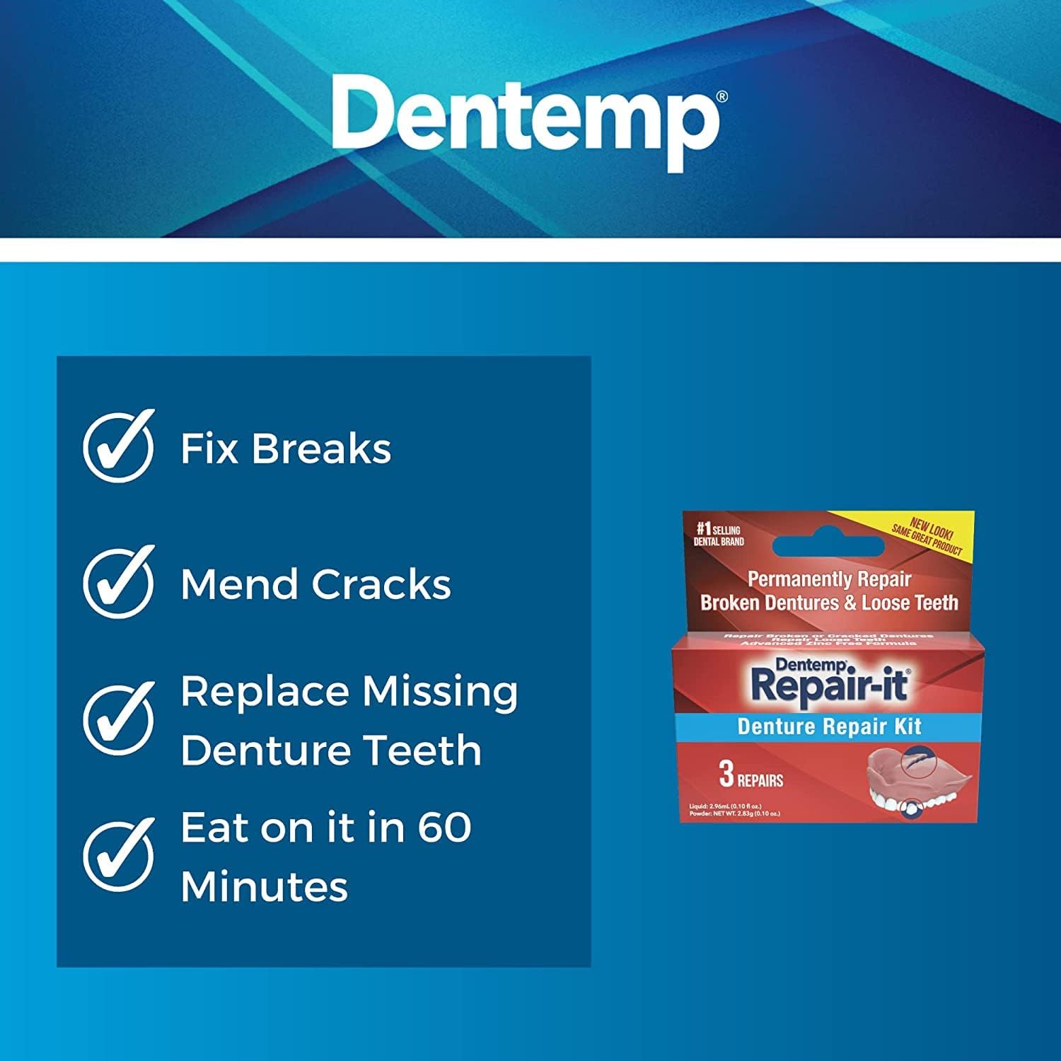 D.O.C. Repair-It Advanced Formula Denture Repair Kit 3 ea : Health & Household