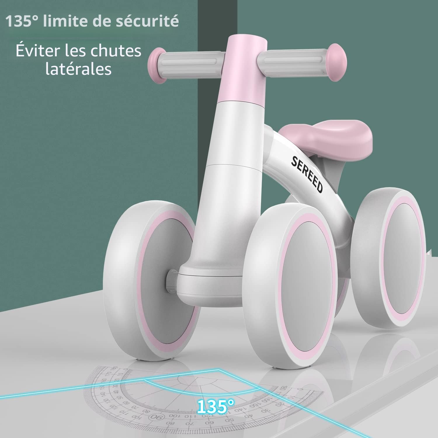 SEREED Draisienne Bébé 12-24 Mois, Premier Vélo à 4 Roues pour Garçons et Filles, Cadeau Anniversaire Noel