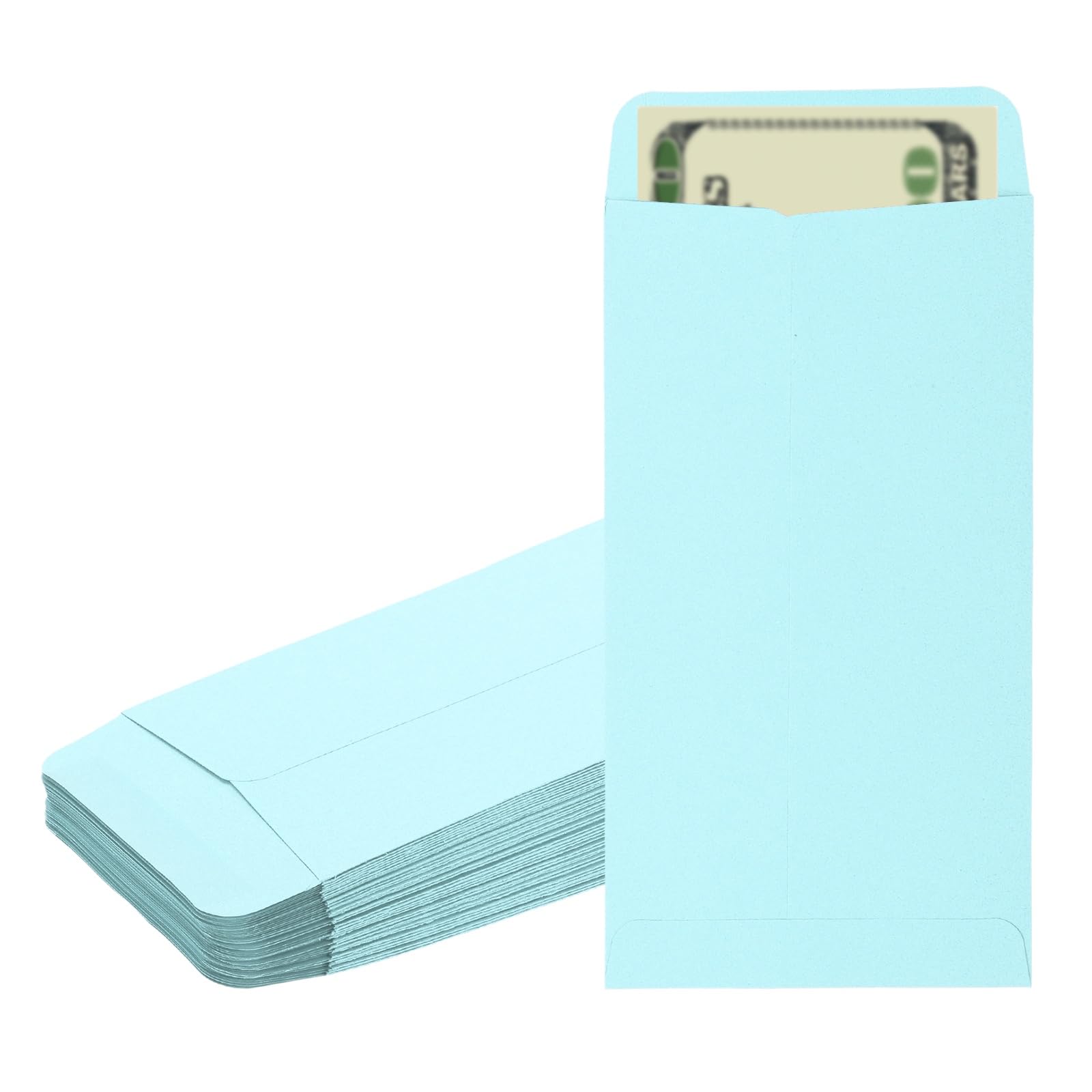 PATIKIL Money Envelope, 50 Pack 6.5" x 3.5" Cash Envelopes Money Holder Bags Budgeting Saving Challenge Letter for Gift Coins Checks Tickets Jewelry Passport Card, Light Blue โ image 1