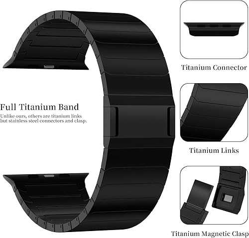 Miniatura 3 de ACESTAR Correa de titanio 100% puro compatible con Apple Watch Ultra / Ultra2 – 1.929 in, 0.866 in de ancho, eslabones de titanio ajustables con