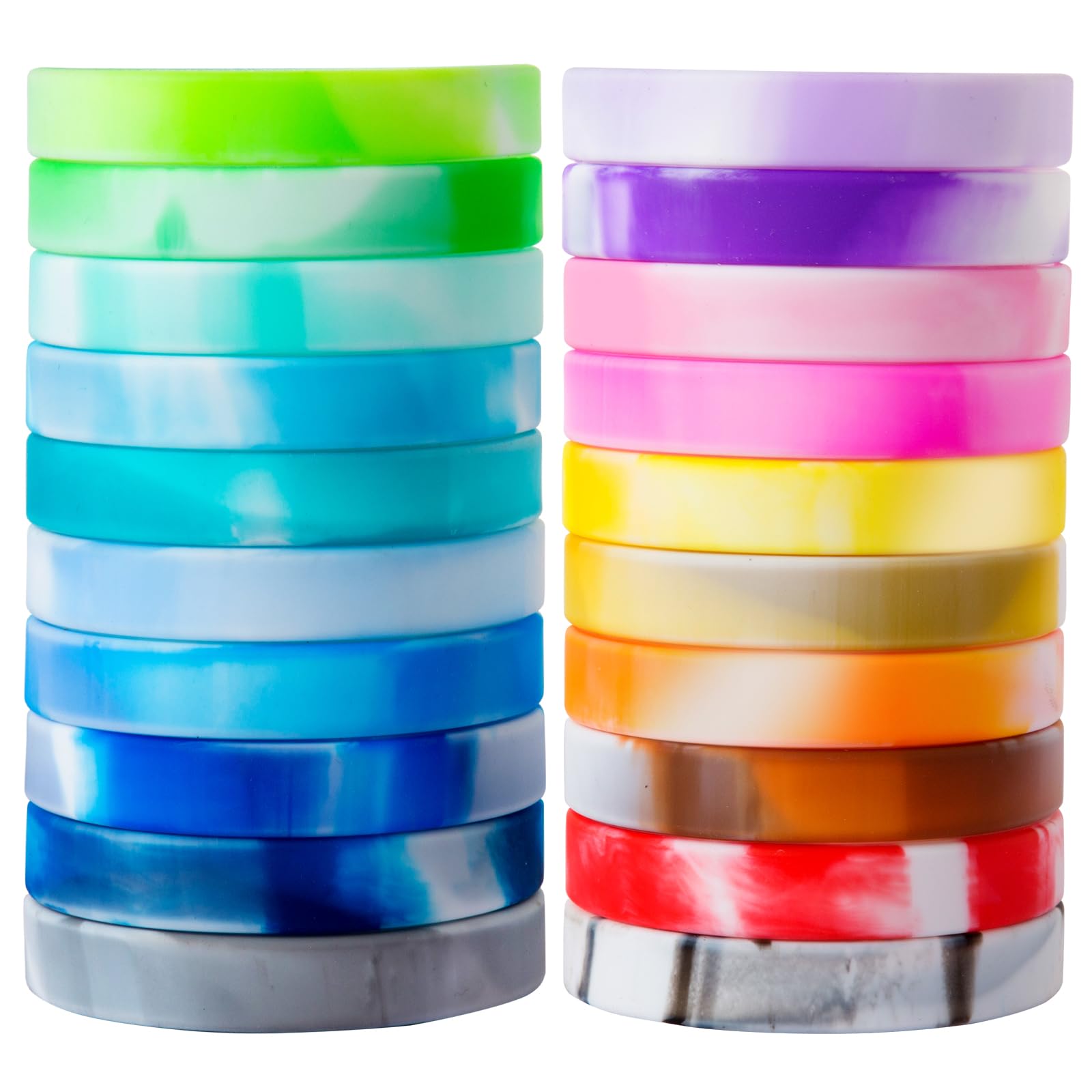 20 Pieces Rubber Bracelets Solid Color Silicone Wristbands Colored Rubber Stretch Bracelets for Women Men Teen Gifts