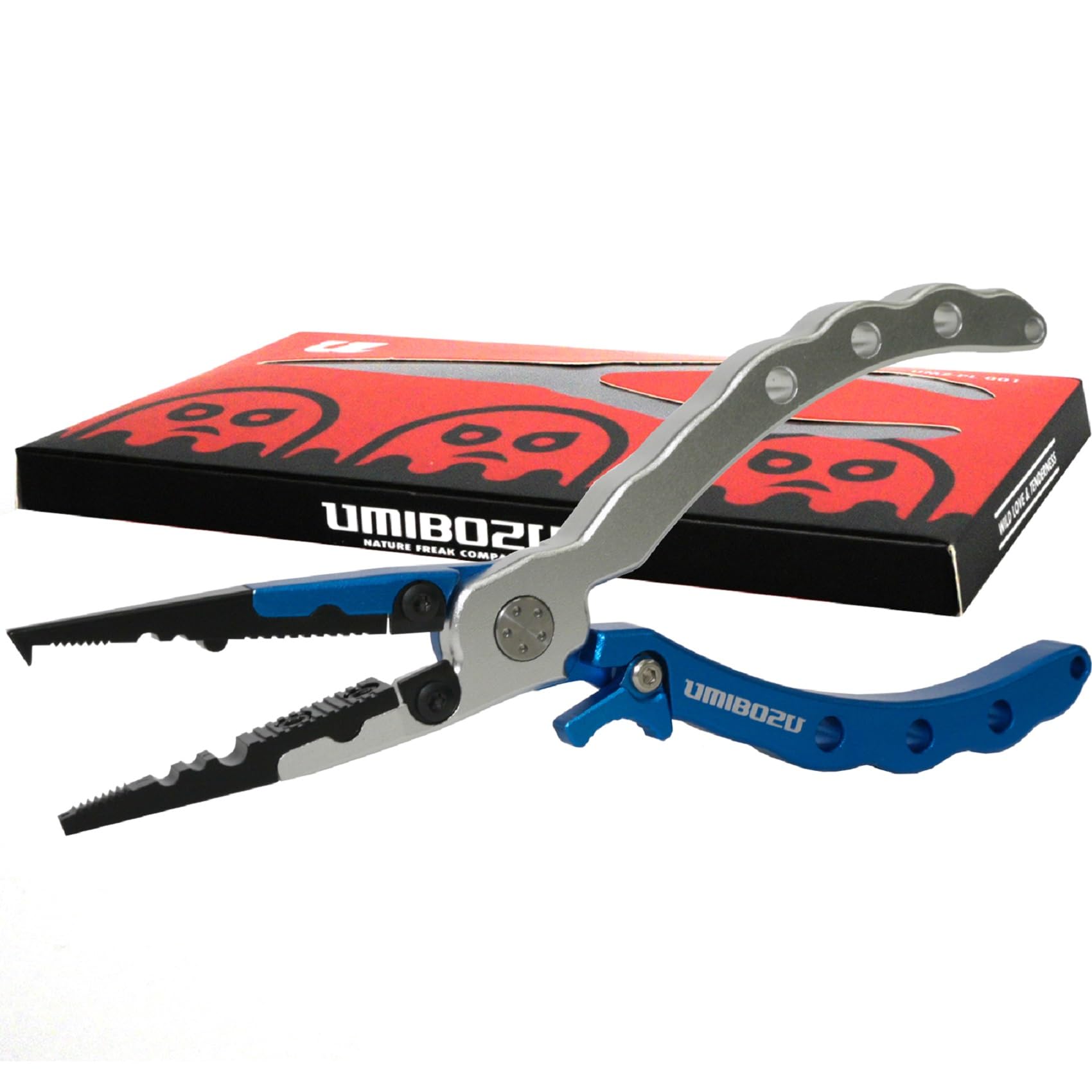 Umibozu(ウミボウズ) フィッシングプライヤー 国内 防錆 多機能 針はずし フックはずし ラインカッター 安全ロープ付き ステンレス 高性能 超軽量 (5.ブルー)