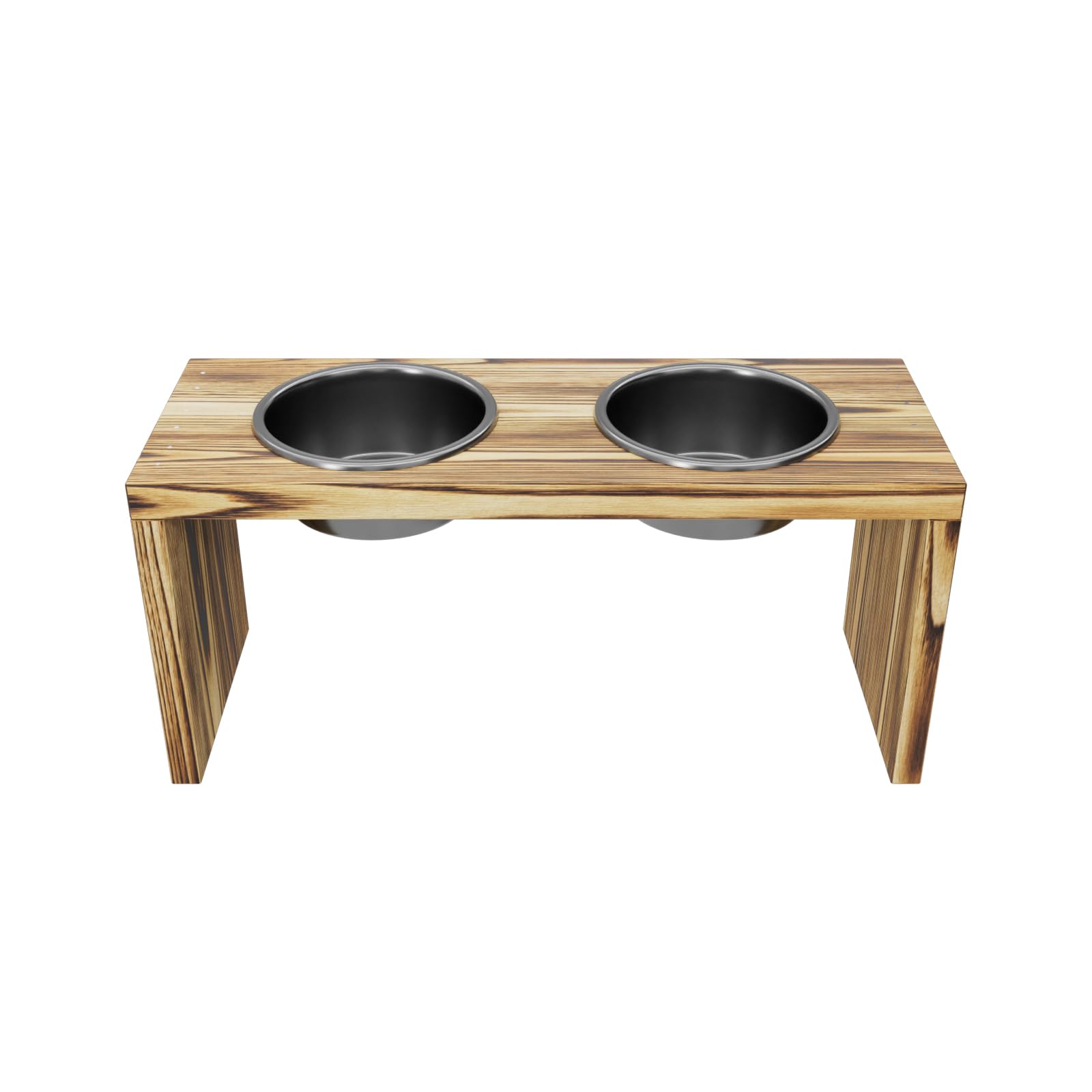 Futterstation Doppelnapf Pet Diner Holz Ständer Hundenapf Katzennapf Hundebar Futterbar handgefertigt 50 x 19,5 x 17,5 cm 0,9 L