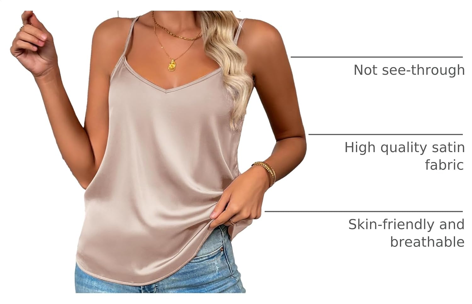  Women's Silk Satin Tank Tops V Neck Sleeveless Camisole Basic Blouse thumbnail