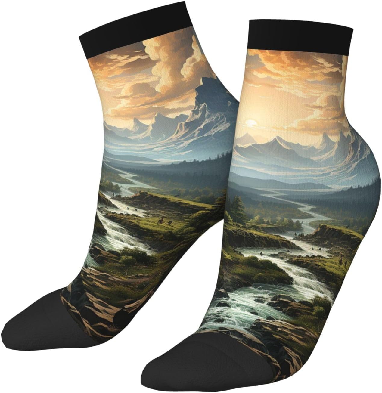 Socks for Women Men Breathable Warm Boot Socks Nature Forest Mountain Calf Sock for Hiking Work