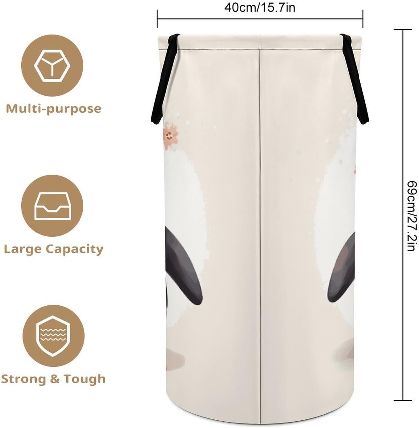 Penguin Wearing Flowers Laundry Basket 86L Laundry Hamper | Collapsible Clothes Hamper with Reinforced Handles Waterproof Tall Foldable Dirty Clothes Basket for Hotel, Home, Closet