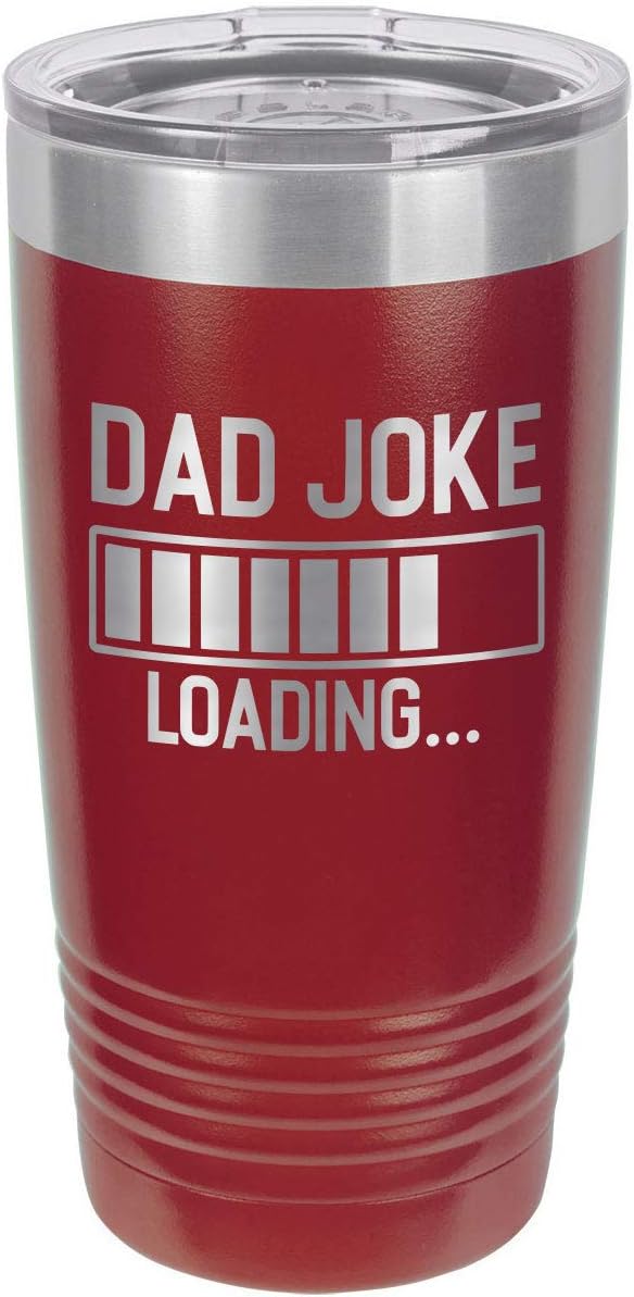 DAD JOKE LOADING BLACK 20 oz Drink Tumbler With Straw | Laser Engraved Travel Mug | Compare To Yeti Rambler | Gift Idea Dad For Father's Day & Birthday | OnlyGifts.com