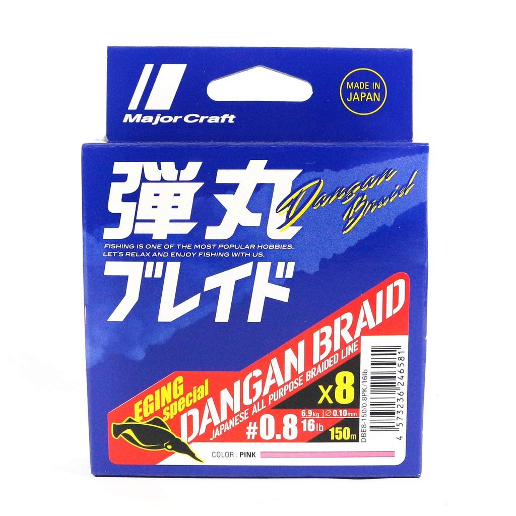 Major Craft MC Dangan Braid İp DB8 PE 0.8/0.10mm/16Lb/6.9kg/150 metre Pink, Pembe