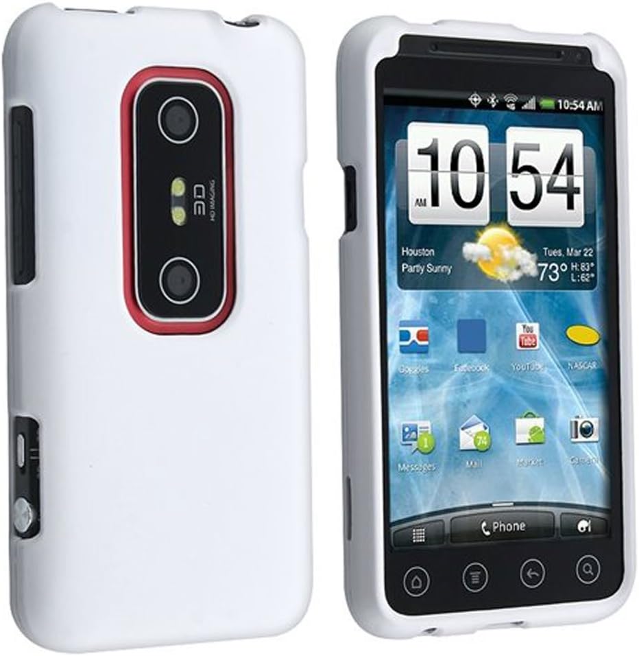 White Rubberized Hard Phone Cover for HTC EVO 3D Protector Case