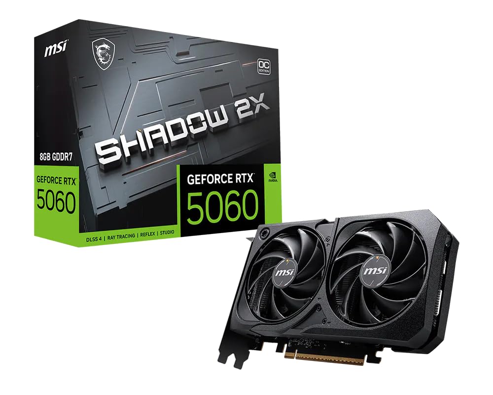 MSI VGA GEFORCE RTX 5060 8G SHADOW 2X OC MAX RTX5060 8GB GDDR7 128B DX12 PCIE 5.0 X16 (3XDP 1XHDMI)