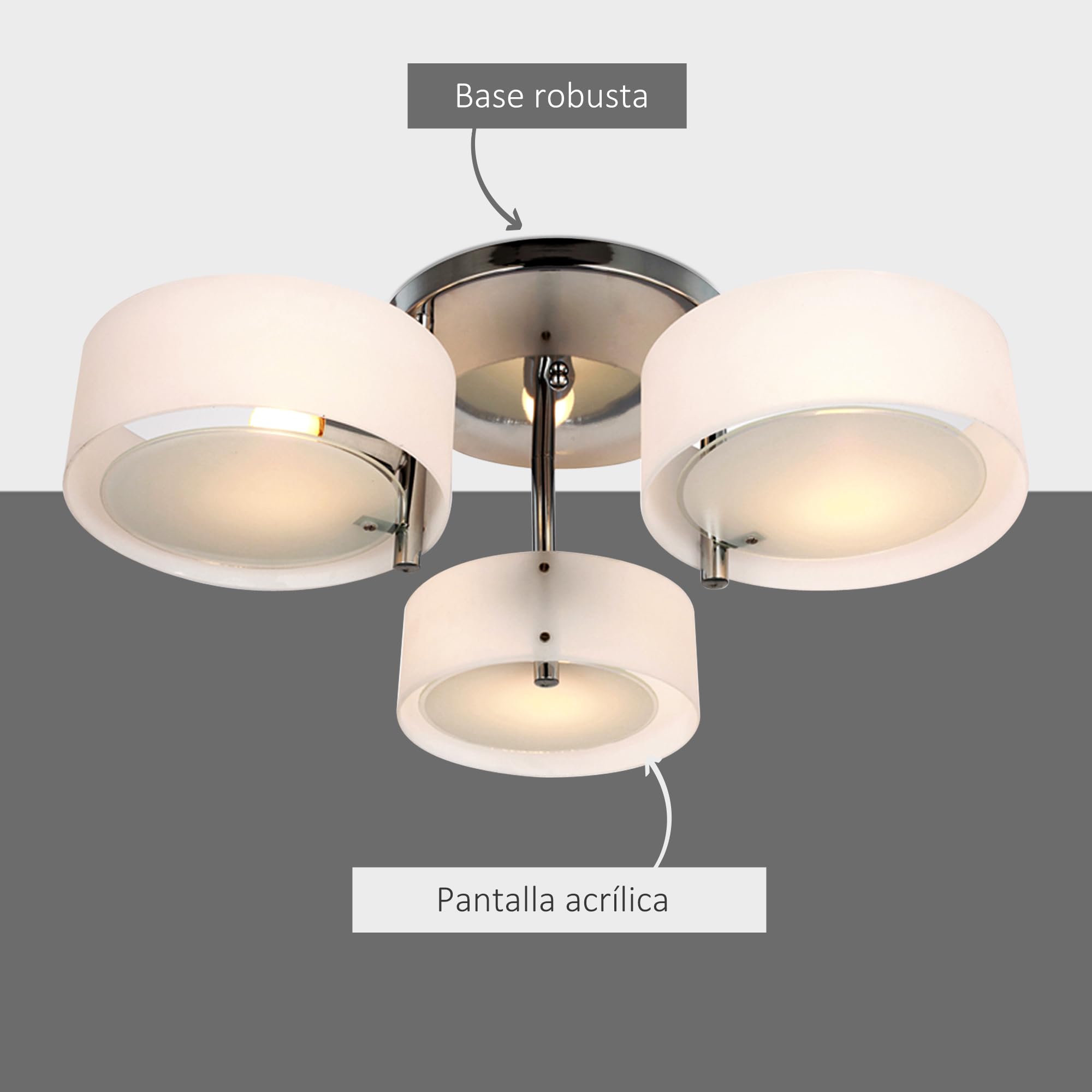 HOMCOM Lámpara de Techo Moderna Lámpara Colgante E27 Pantalla Blanco | Gota, Iluminación de Techo, Pantalla de Acrílico, para Salón Dormitorio Comedor Cocina