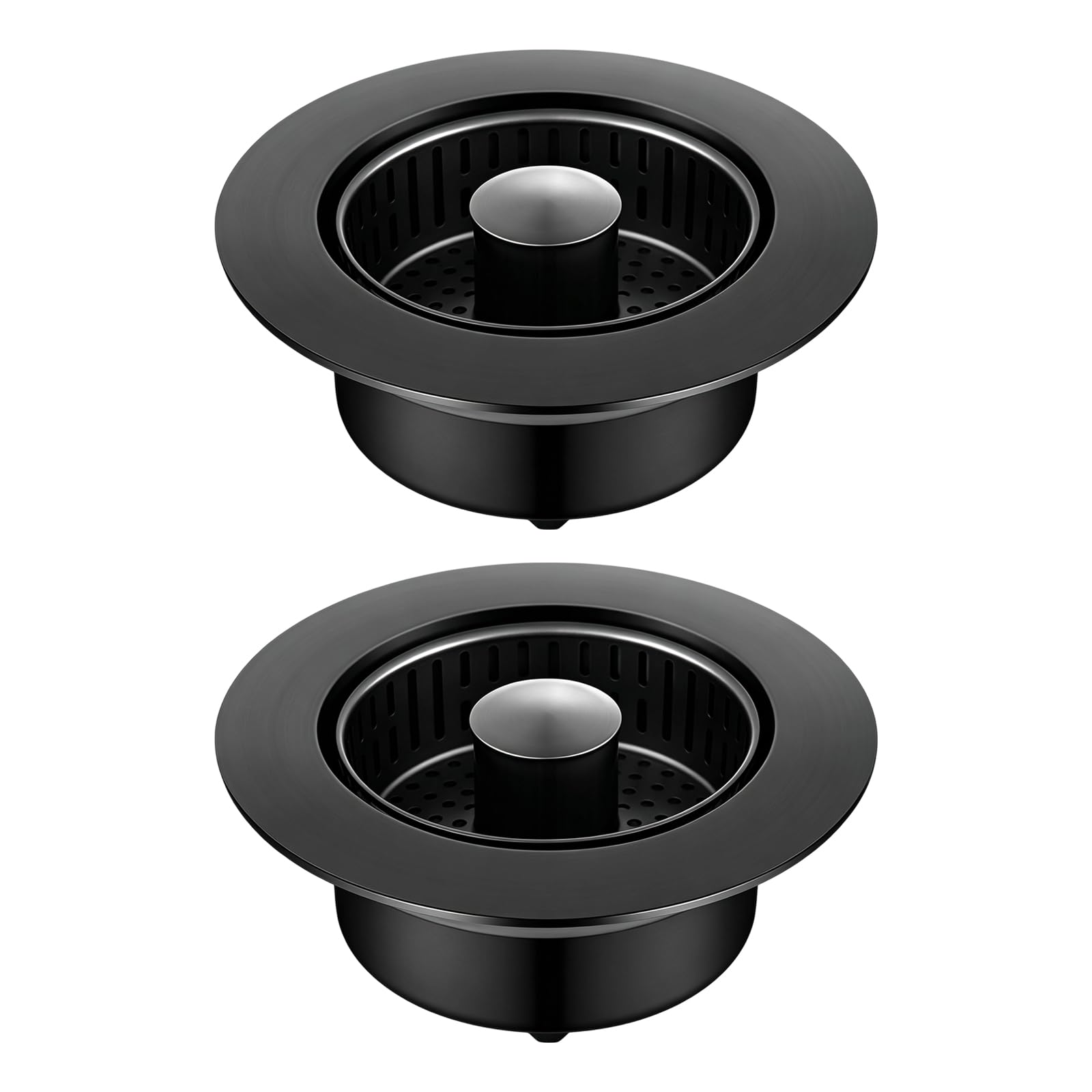 2 Stück schwarzes Edelstahl-Spülenabflusssieb 110 mm Pop-up-Abflussstopfen