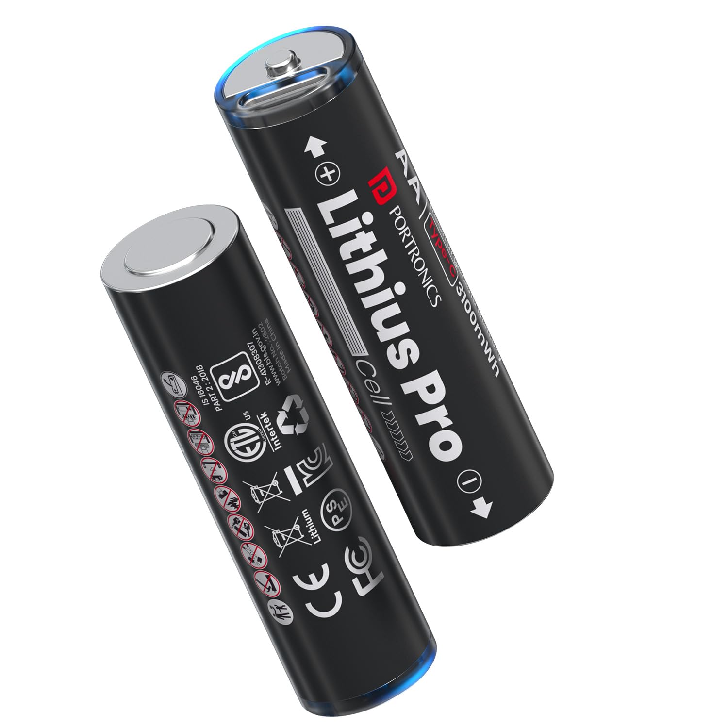 Portronics AA Lithius Pro Type C Rechargeable Batteries, Pack of 2, Lithium Ion Cell Composition, Upto 2066mAh Capacity, Low Self Discharge, No Separate Charger Required (Black)-picture-19