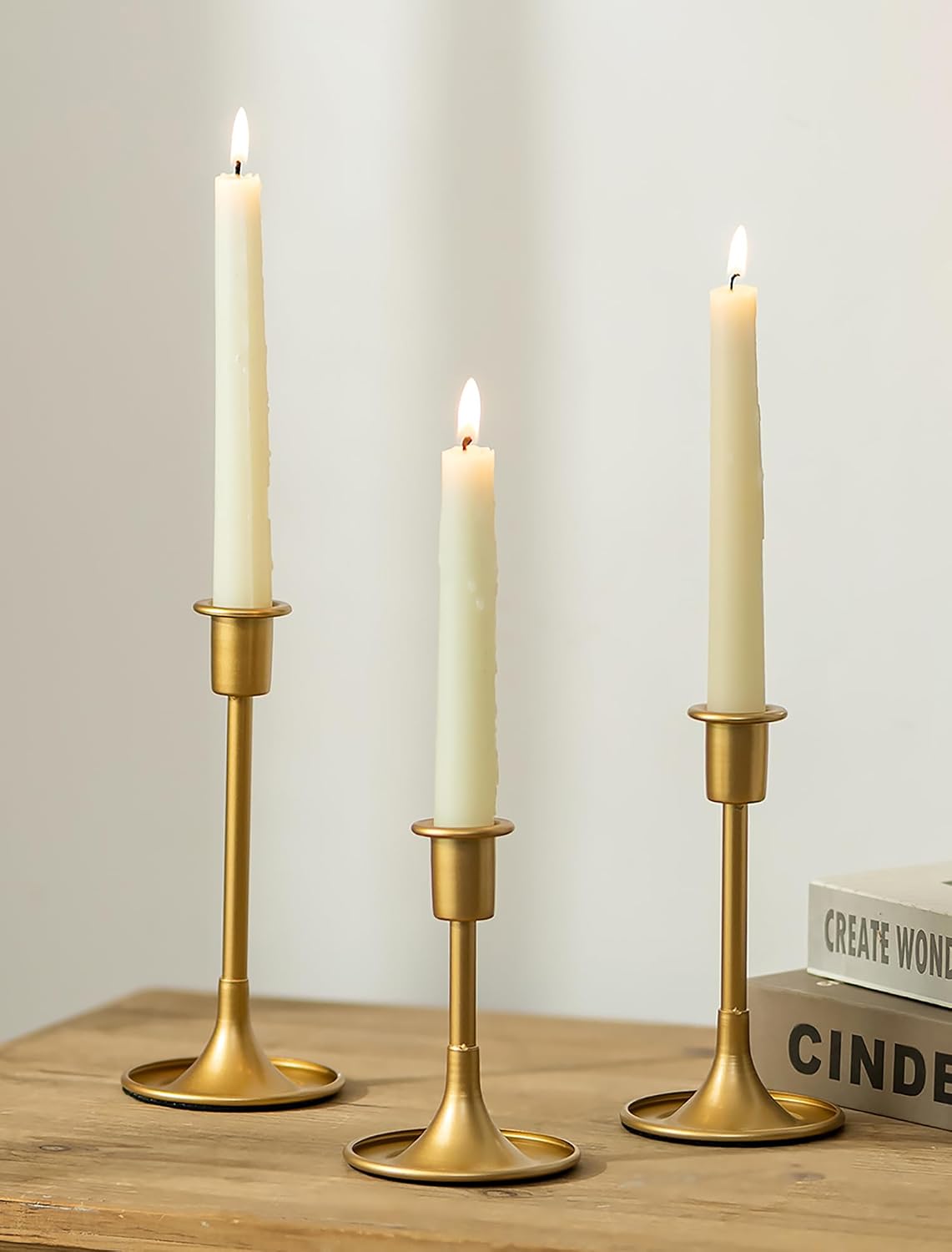 Amazon.com: Romadedi Gold Candlestick Candle Holders - Set of 3 Taper ...