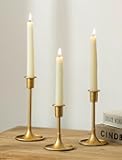 Romadedi Gold Candlestick Candle Holders - Set of 3 Taper Holders Candle Stick for Wedding Table Centerpiece Festive Christmas Mantel Decoration Home Decor