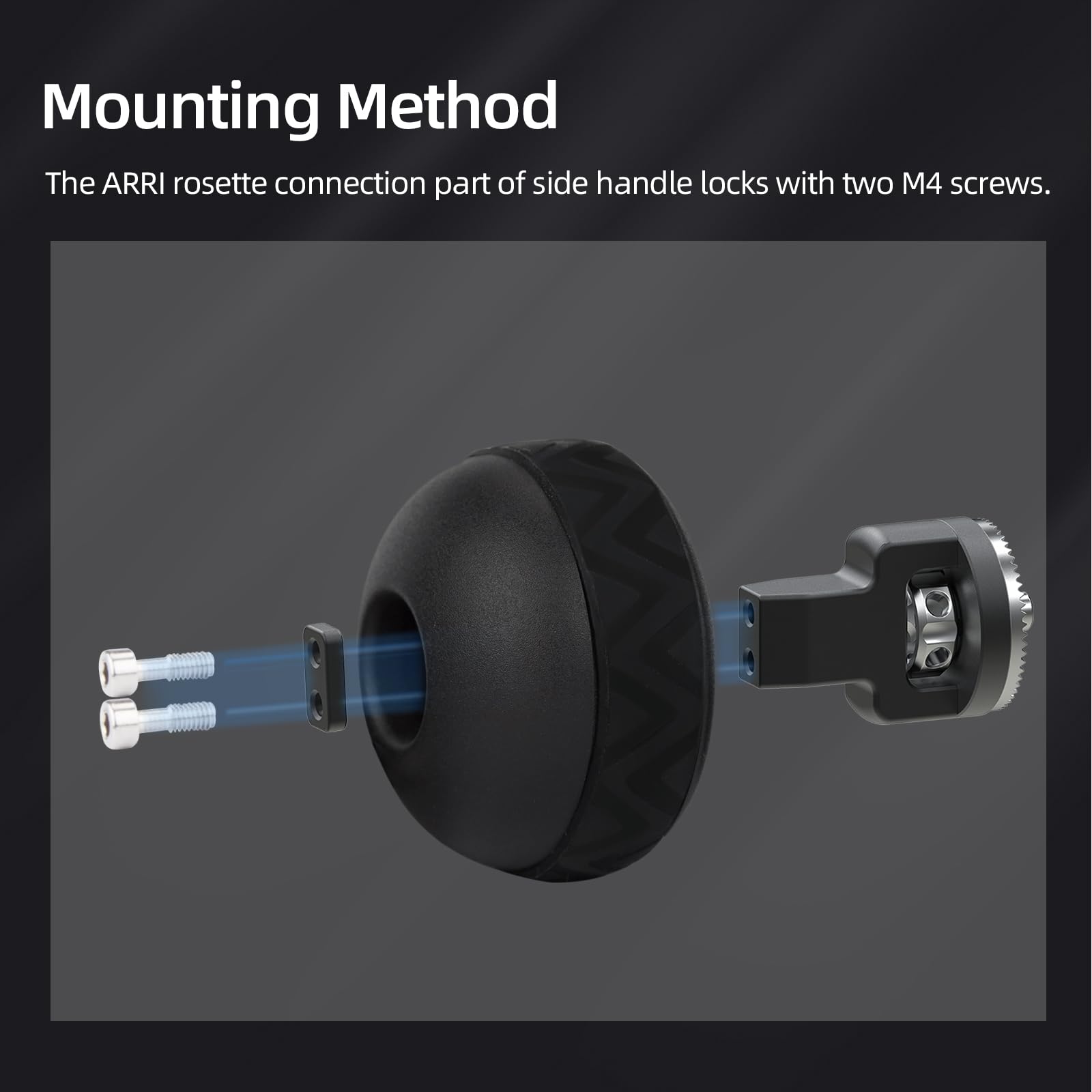 Nitze Poignée Latérale avec Arri Rosette, Mini Poignée Latérale Forme de Boule avec Anneaux en Caoutchouc de Différentes Couleurs, Side Handle Camera pour Les Côtés Droit et Gauche – PA33A