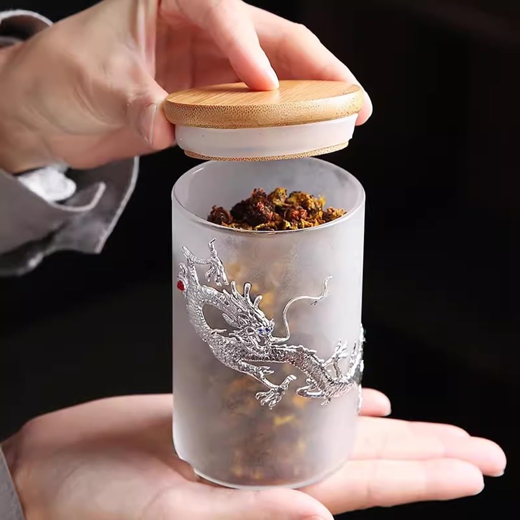 Organizador de Bolsitas de Té Latas de té esmaltadas de estilo chino, pequeñas latas de almacenamiento portátiles for el hogar, juegos de té de Kung Fu retro hechos a mano, almacenes de té de almacena