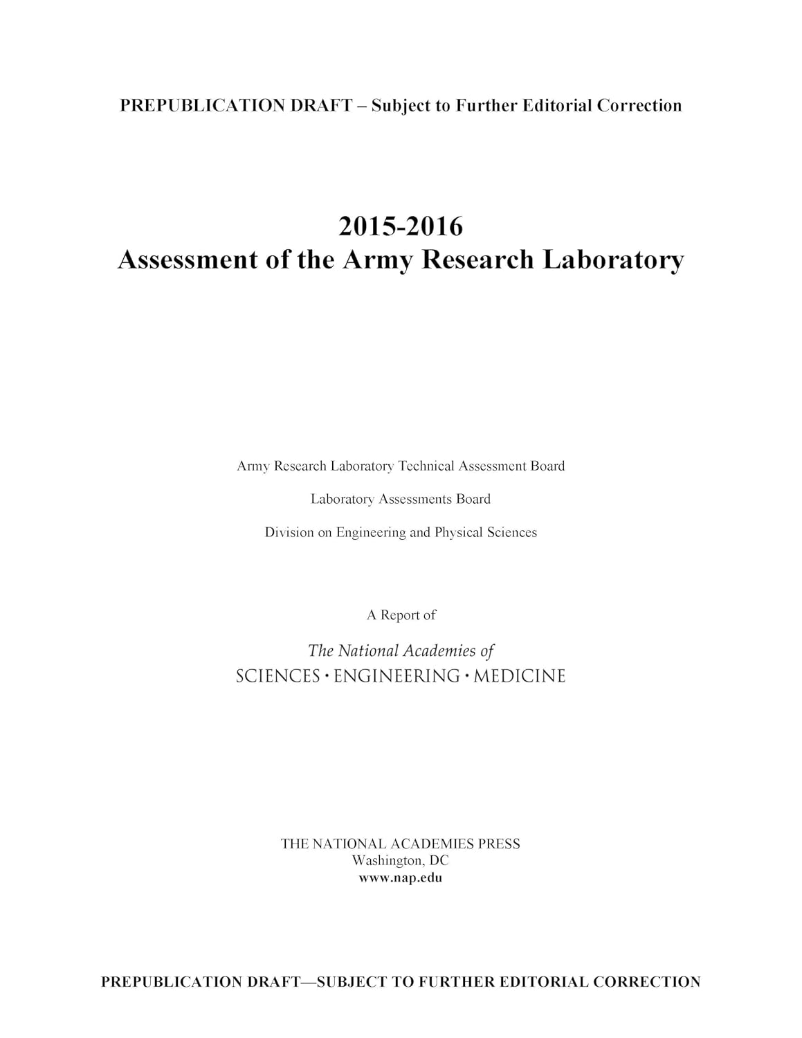 2015-2016 Assessment of the Army Research Laboratory