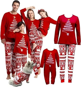 Family Christmas Pjs Matching Sets Xmas Holiday Pajamas for Adult Kids Baby Dog Xmas Family Sleepwear Loungewear