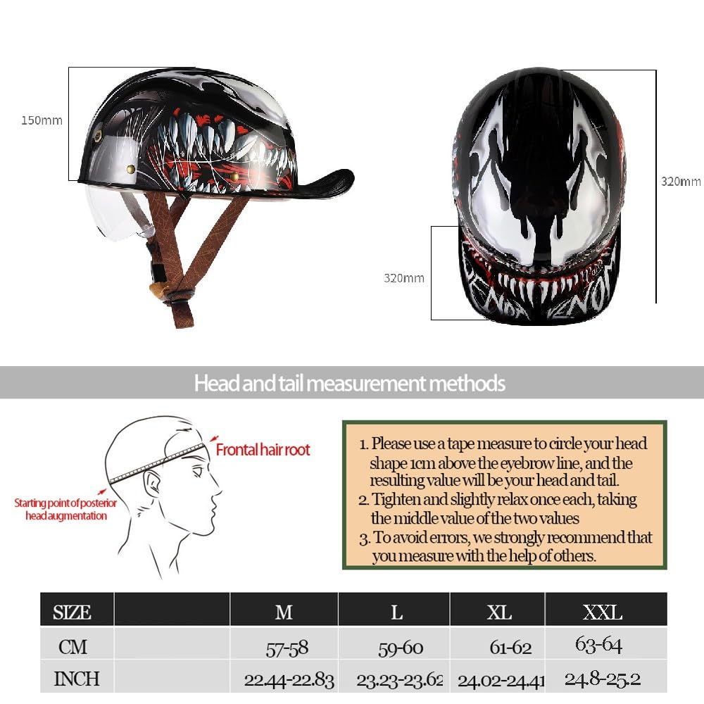 Motorrad Halbhelm, Halbschalenhelm mit Farbverlauf Blaue GläSer, Baseballmütze-Helm ECE-Zulassung Motorradhelm Baseball Cap mit Atmungsaktiven Poren Schnellverschluss