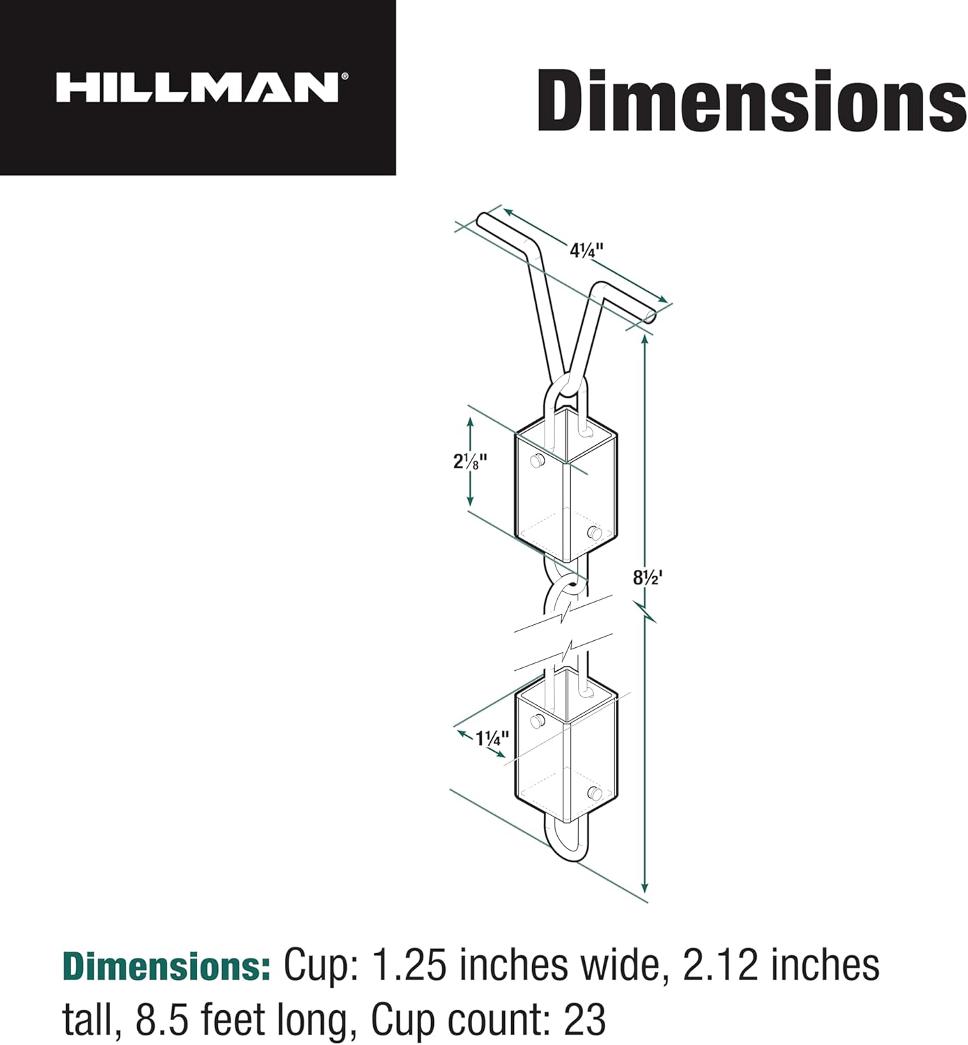 8.5-Feet Black Single Link Rain Chains
