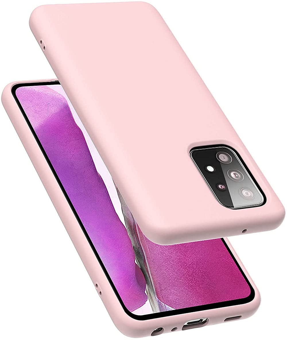 YoYoTech Silicone Protective Case Cover designed for Samsung Galaxy A72 (4G and 5G) Soft Liquid Rubber Gel Matte Finish (Pink)