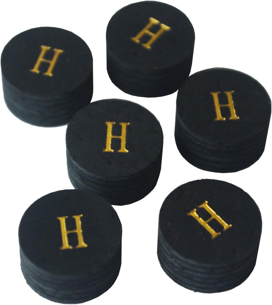 Collapsar 6pcs 14mm Black Multiple Layer Pigskin Pool Cue Tips H M S