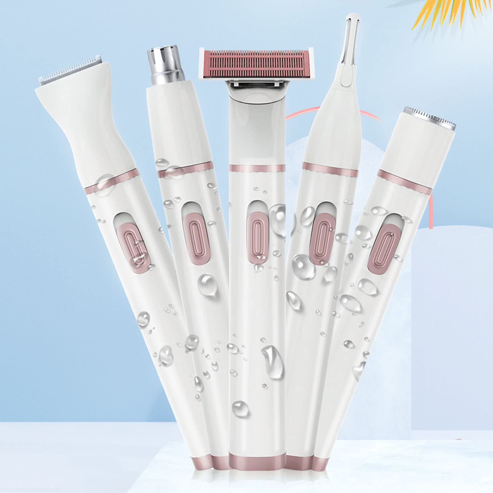 Rasoirs électriques pour femmes, kit d'épilation indolore rechargeable, têtes en acier inoxydable, épilateur électrique détachable pour poils du nez et sourcils