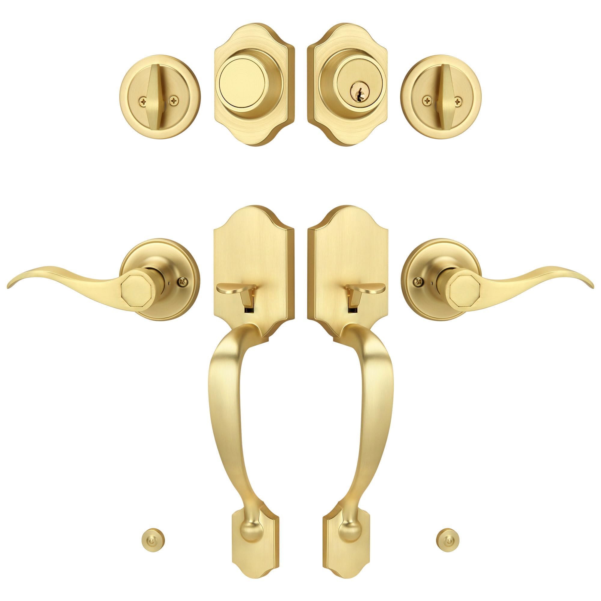 LOQRON Double Front Door Handle Set with Dummy and Deadbolt