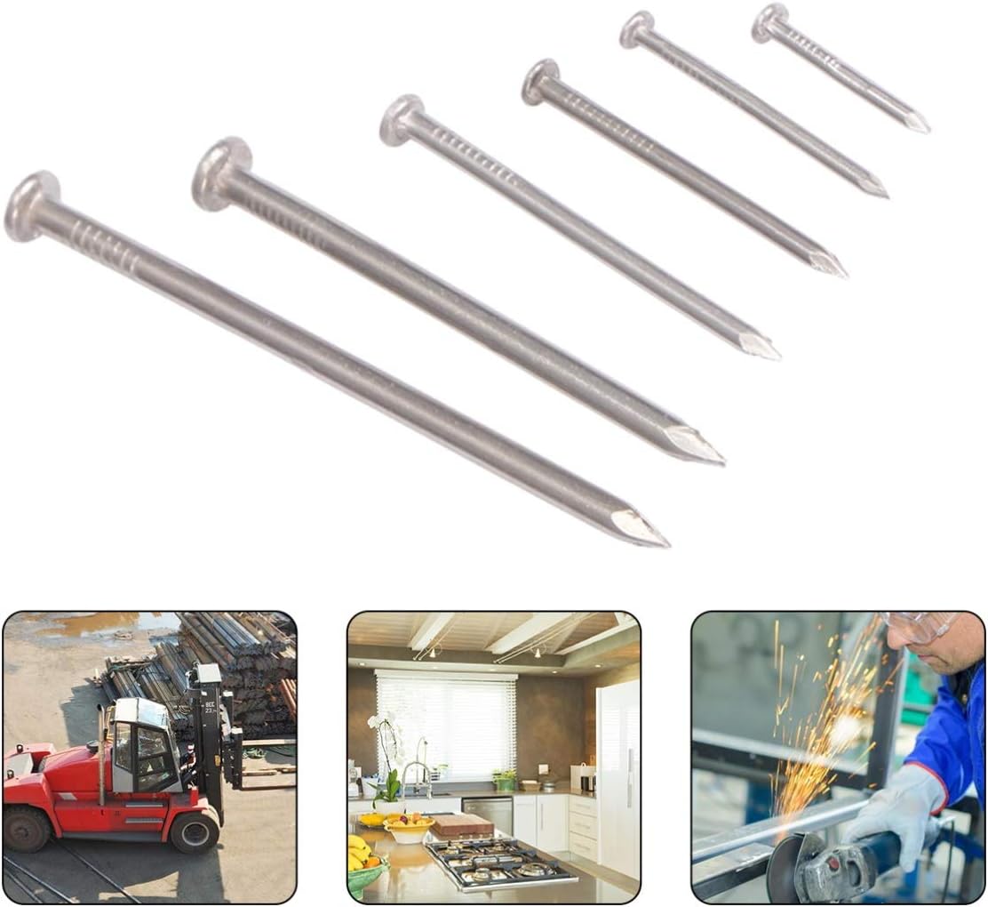 VILLCASE 460pcs Stainless Steel Round Nail for Carpentry and Diy Projects Strong Sturdy and Straight Nails for Woodworking and Crafts