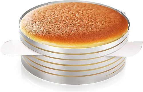 Rebanador nivelador de tartas, anillos redondos ajustables de 6 a 8 pulgadas, 7 capas de acero inoxidable para cortar tartas, accesorios para cortar
