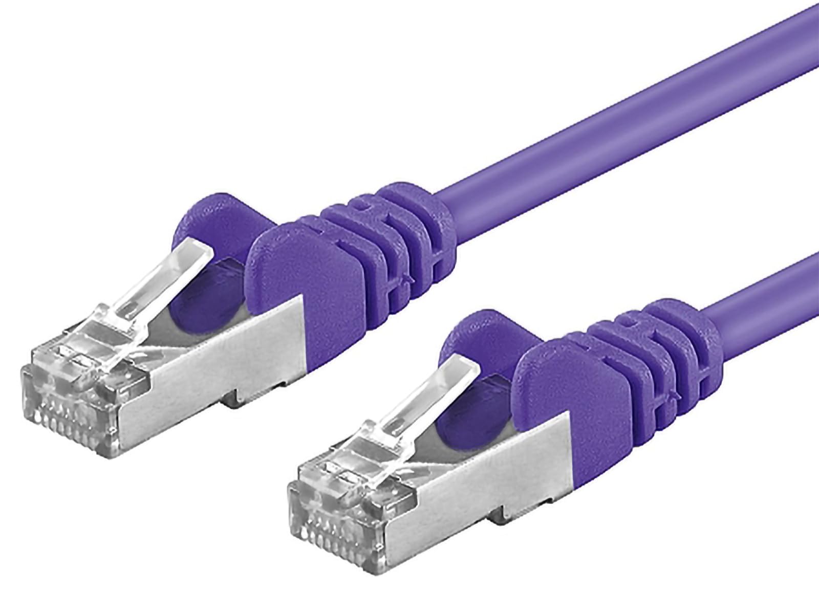 PremiumCord Netzwerkkabel, Ethernet, LAN & Patch Kabel CAT6a, 10Gbit/s, S/FTP PIMF Schirmung, AWG 26/7, 100 Prozent Cu, schnell flexibel und robust RJ45 kabel, violett, 0,25m