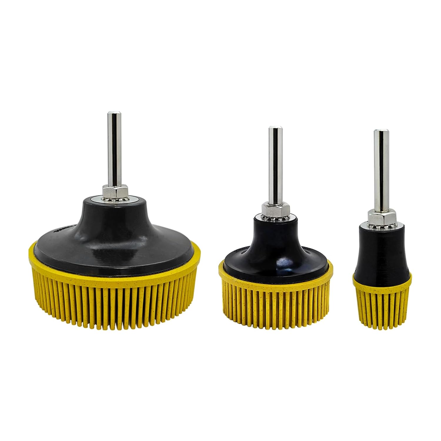 HIEMIE Tools Bristle Disc Set includ 3" 2" 1" Grit 80#,with 3" 2" 1" Shank Attachment Abrasive Coating Removal Disc for Metal