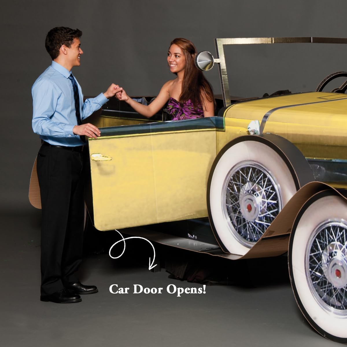 Anderson's Yellow Gatsby Car Photo Prop, Real Working Headlights and Door