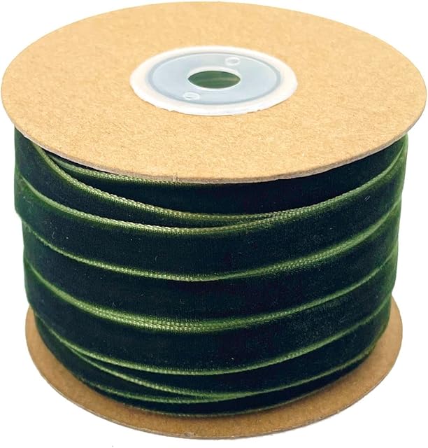Amerisky Velvet Ribbon 10mm, Wrapping Ribbon for Crafts Christmas Decoration Gift Packaging 20 Yards (Dark Green)