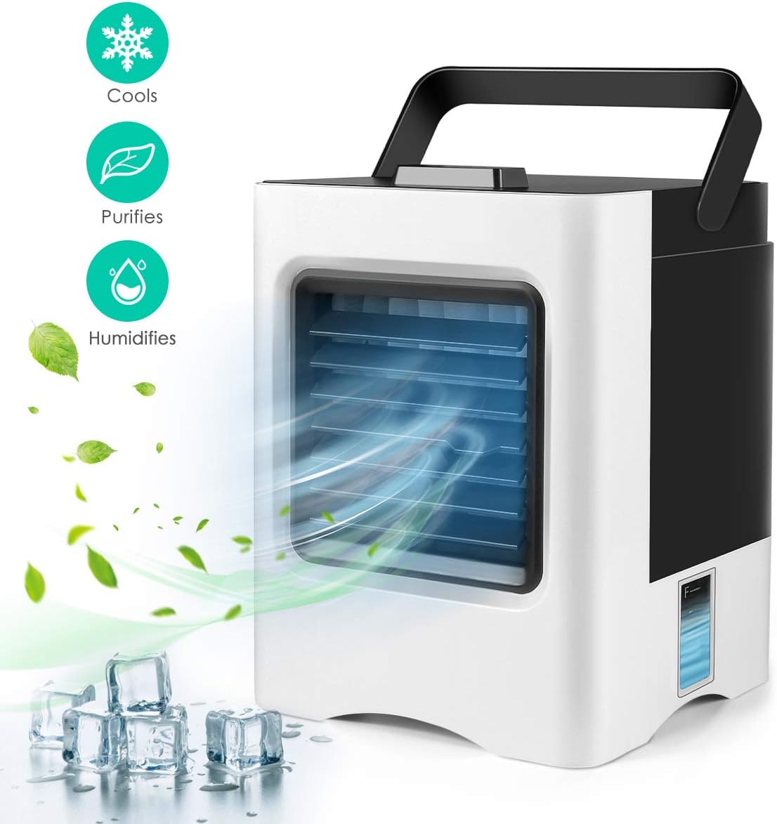 Air Cooler, Portable Air Conditioner Fan Noiseless Evaporative Air Humidifier for Room Office Desktop Nightstand
