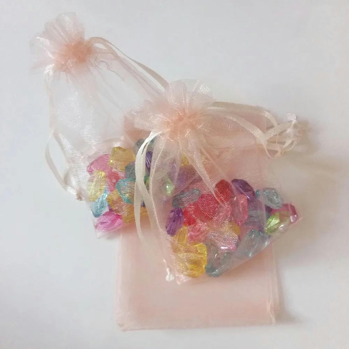 Woreczek organzowy luzem, 20x30 cm Worek organzowy na 50 sztuk biżuterii Opakowanie na biżuterię, woreczek prezentowy na ślub, woreczek ze ściągaczem, torba podróżna dla kobiet(Rose Red)