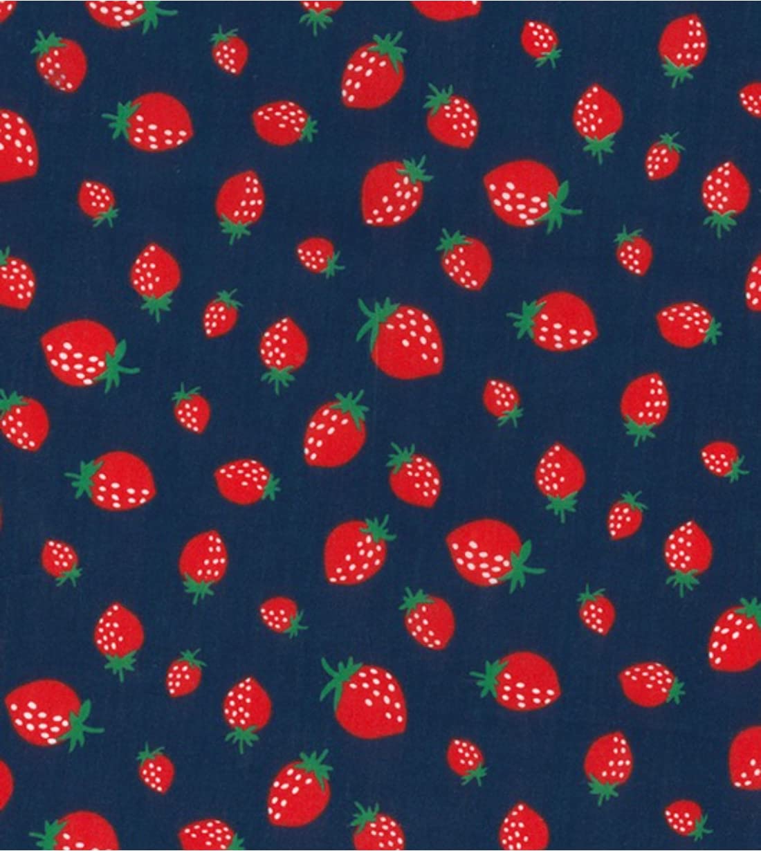 Tissu en polycoton imprimé fraises bleu marine motif fruit fluide - 2