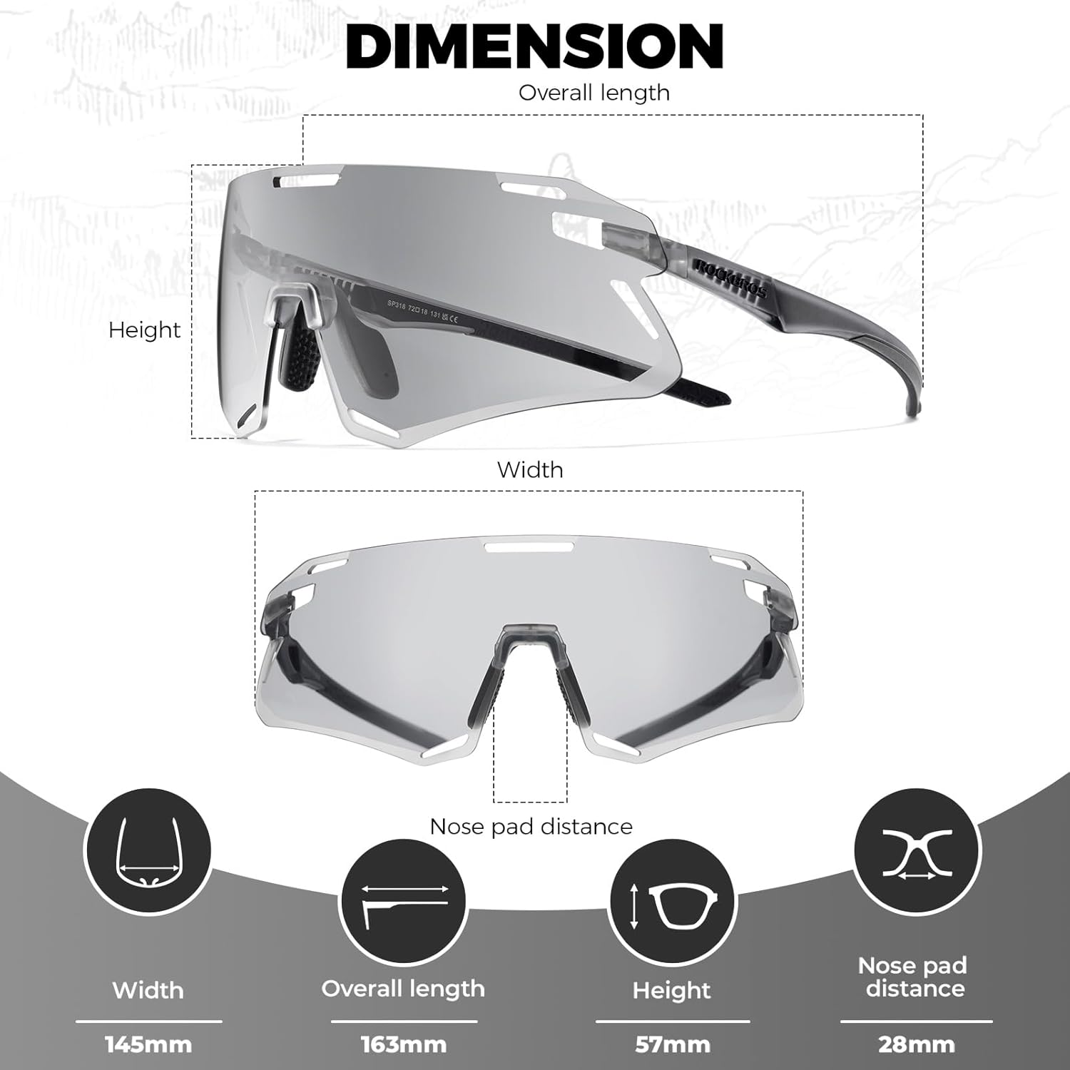 ROCKBROS Photochromic Cycling Sunglasses Bike Glasses for Men Women Sports Sunglasses UV Protection - Image 2