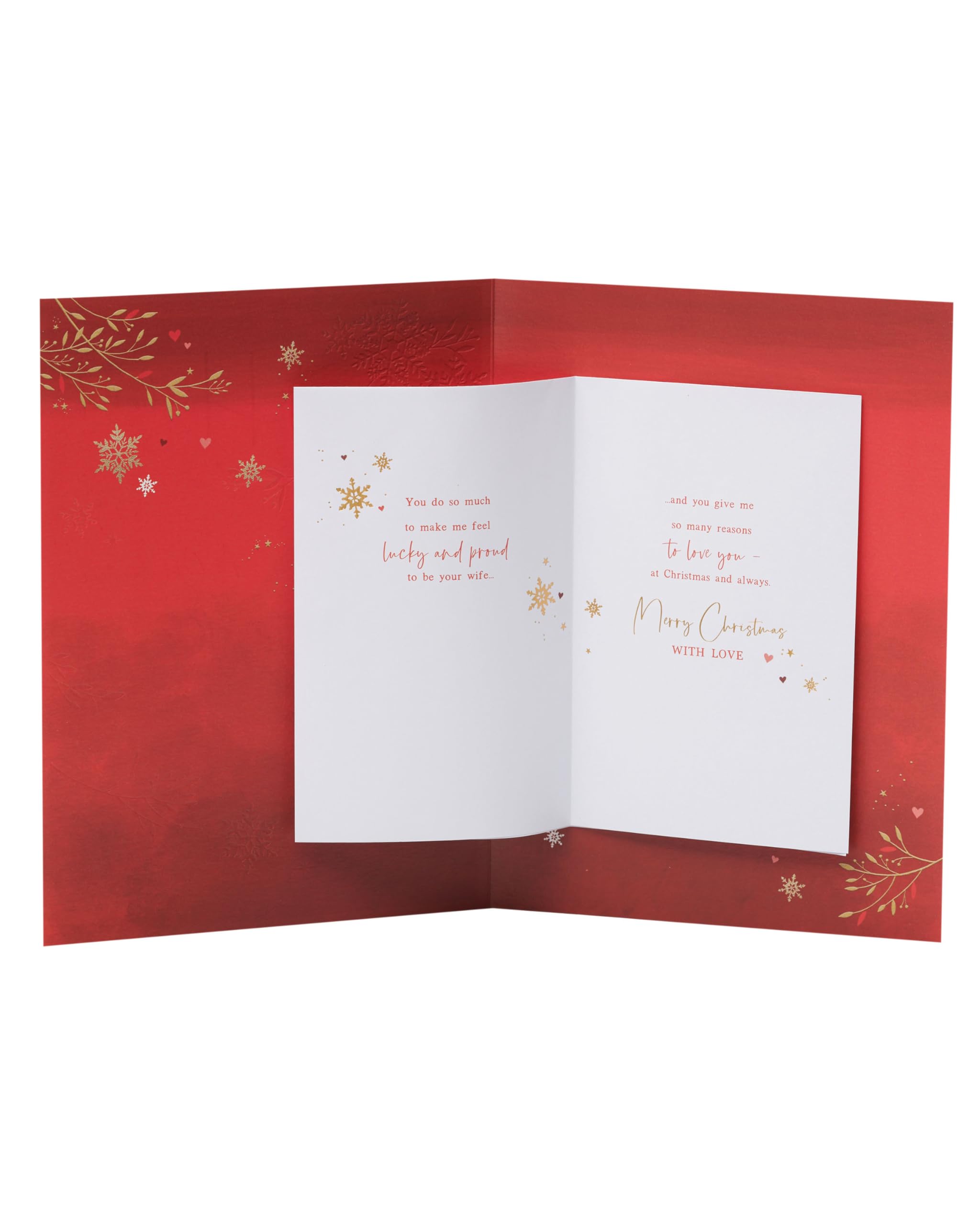 UK Greetings Christmas Card for Husband - Deep Red & Gold Design, Multi, 210mm x 275mm - Image 3