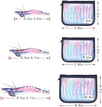 10pcs Squid Jigs Saltwater Glow Squid Jig Fishing Lures Shrimp Prawn Lures Luminous Artificial Fishing Lures Kit for Octopus Cuttlefish