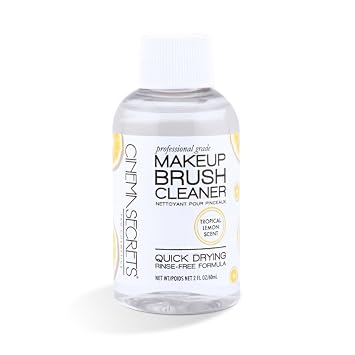 Cinema Secrets Original Makeup Brush Cleaner Solution - Travel Size Professional Cleanser for Makeup Brushes - Quick-Drying & Rinse-Free - Removes Stubborn Waterproof Make Up - Lemon 2 fl oz