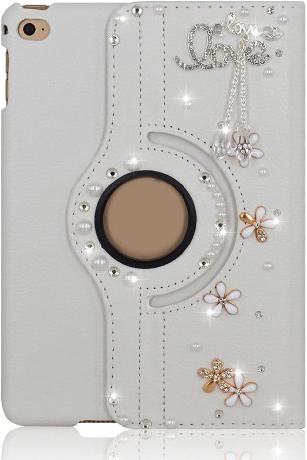 Bling Case Compatible with Samsung Galaxy Tab A 10.1 2019 - Stylish - 3D Handmade Crystal Bowknot Flowers 360 Degree Rotating Stand Case with Smart Cover Auto Sleep/Wake Feature - Pink