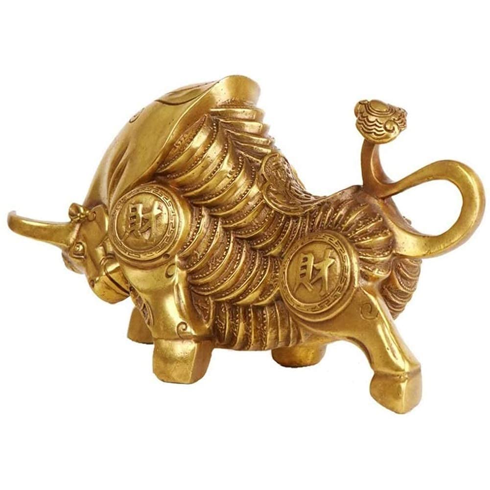 SnamicE zodiac brass cattle/bull statue wealth sculpture home office great housewarming congratulations decoration collectible, attract wealth and good luck,A-L