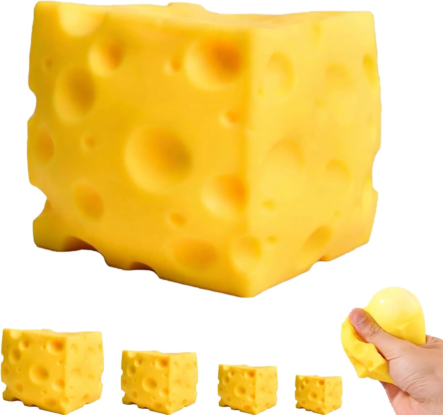 Big Cheese Squishy, Soft Novelty Toy, Rebounding Sensory,Help for Relax, Focus, Sensory Cheese for & Adults, Cheese Cubes Squishy Toys,Stress Balls for Adults(5cm/1.96in)