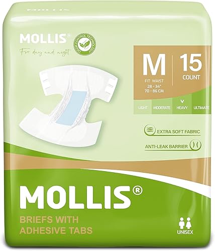 Miniatura 7 de MOLLIS Pañales para adultos para mujeres y hombres, calzoncillos desechables unisex para incontinencia con pestañas, máxima absorción, protección