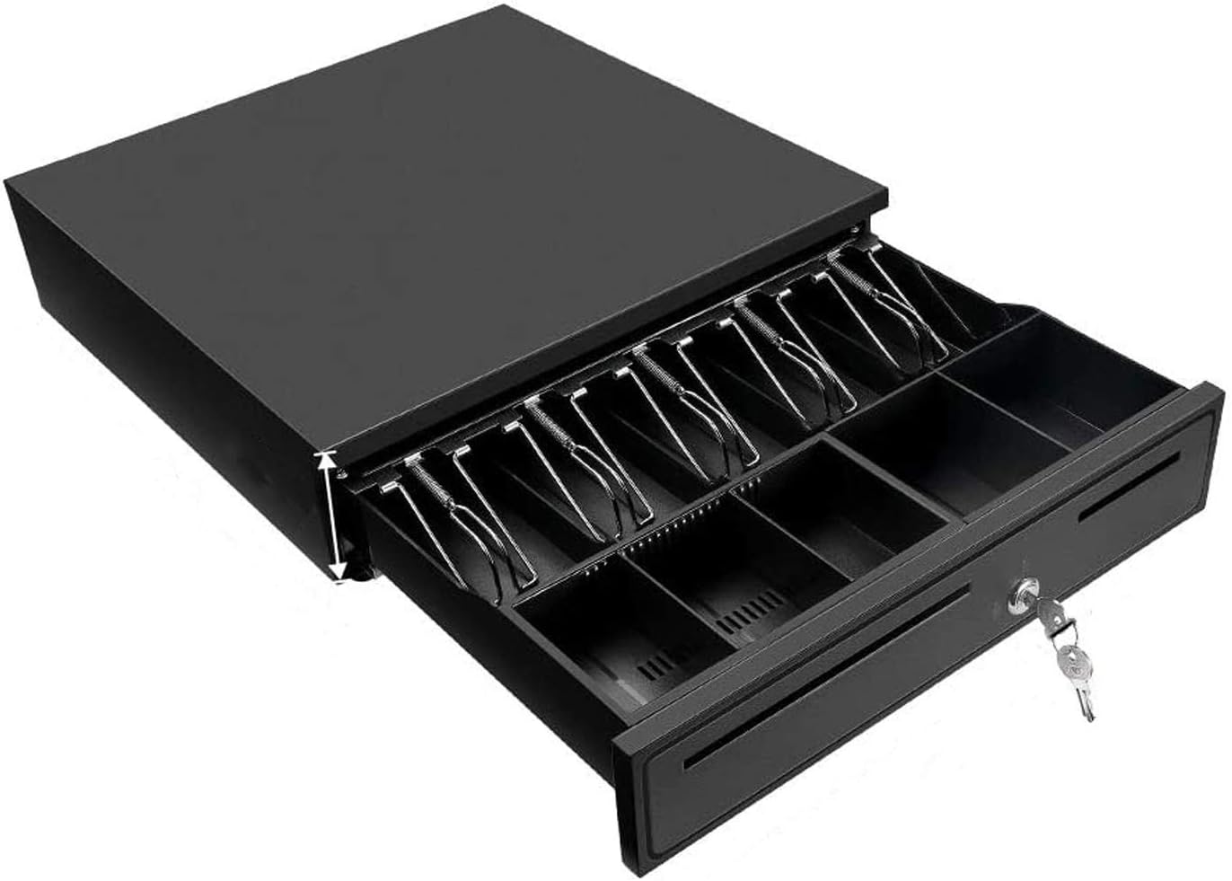 Black Cash Register Drawer, 16" Wide Cash Drawer with Removable Coin Tray, 5 Bill/5 Coin Tray, RJ11/RJ12 Interface Compatible with Epson POS Square, Cashier Register Till Tray